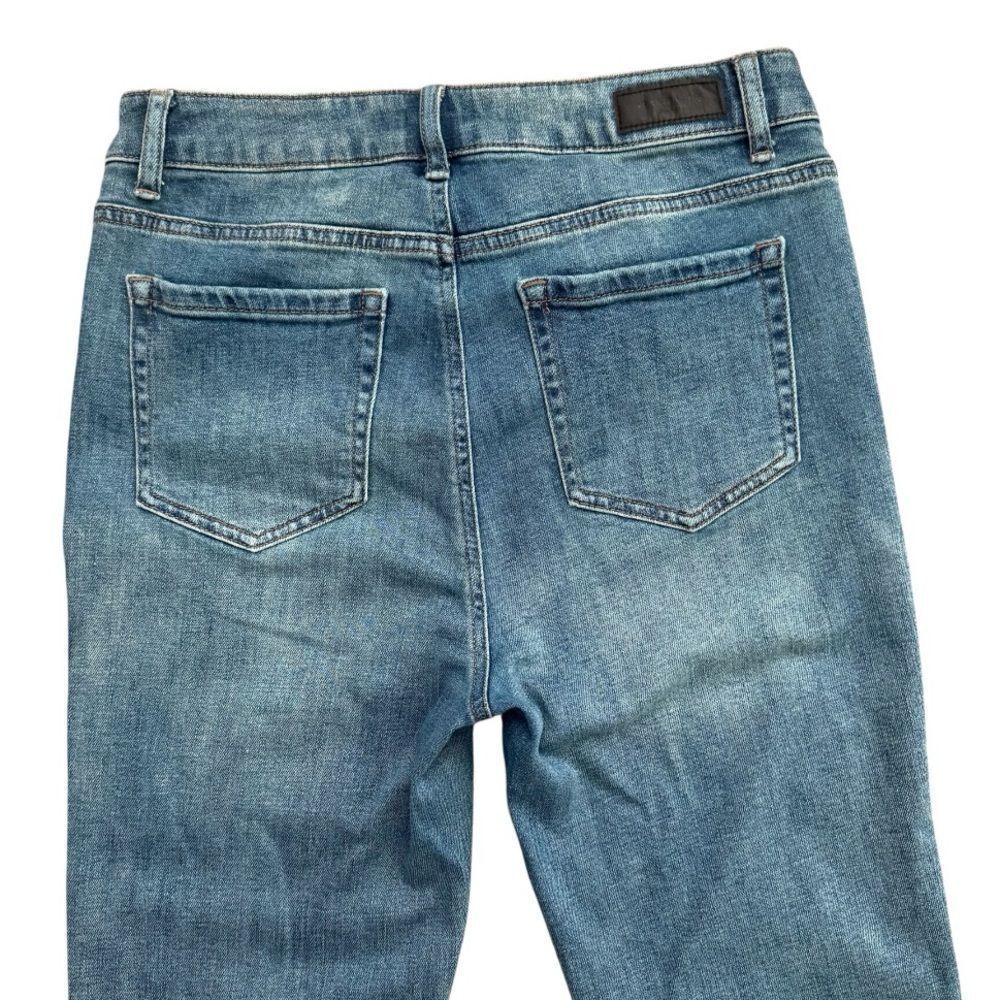Kenneth Cole High Rise Straight Leg Jeans Blue Button Fly Raw Hem Denim Size 4 - Picture 5 of 8